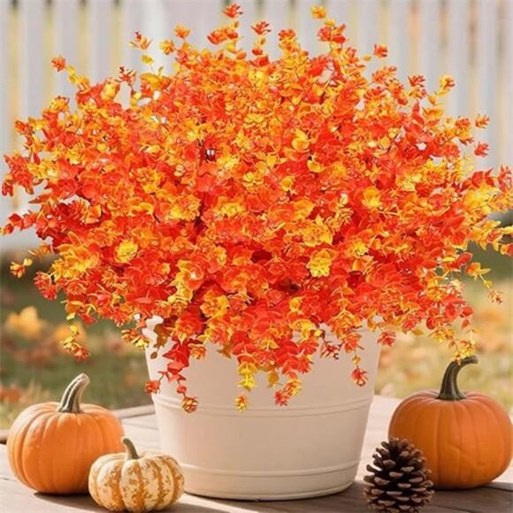 Artificial Fake Mums Fall Flowers Plants for Outdoor Outside Autumn Decor - Picture 7 of 7